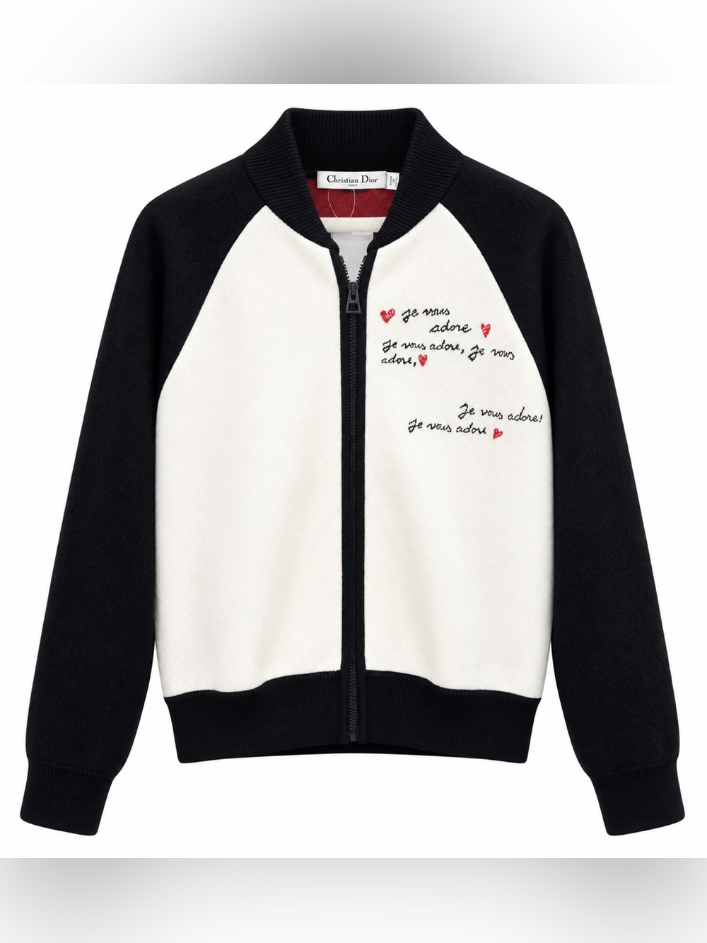 Dior Black & White Embroidered Zip-Up Jacket